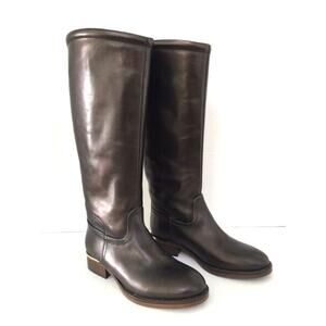 Andre Assous Boots Goldie Bronze Leather Knee Hi Riding Boot Women's Size 37 EUR
